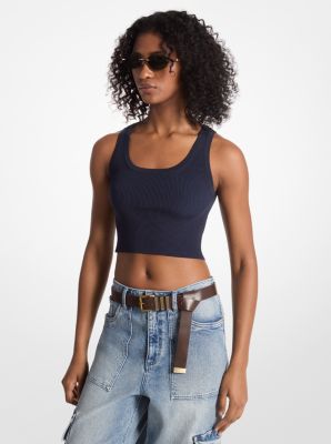 Ribbed Stretch Knit Cropped Tank Top image number 0