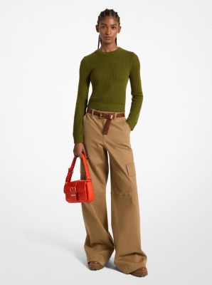 Shop Michael Kors Merino Wool Mesh Sweater In Green