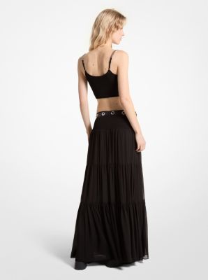 Tiered Smocked Georgette Maxi Skirt image number 1
