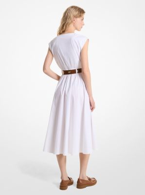 Robe mi-longue en popeline de coton biologique extensible