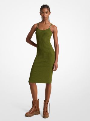 Ribbed Stretch Knit Midi Tank Dress