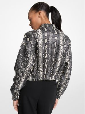 Blouson aus Leder mit Schlangenprägung image number 1