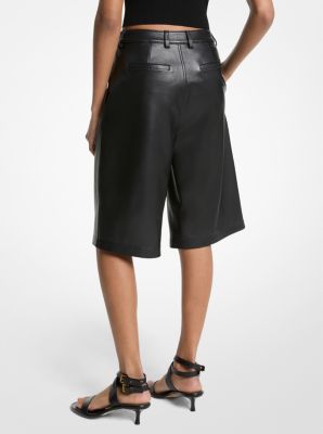 Bermuda en cuir à plis
