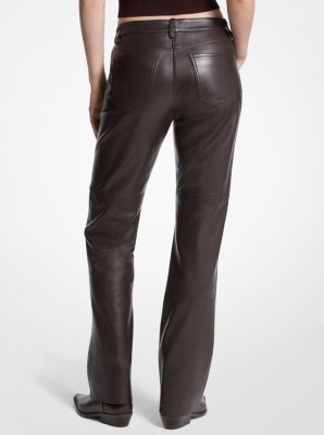 パンツ Michael Kors STRAIGHT\nLEG\nLEATHER\nPANT (MT530UWFAF 001) Straight-Leg Leather Pants | Michael Kors Canada [CA]