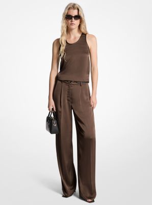 Pantalon à jambes larges en satin drapé image number 0
