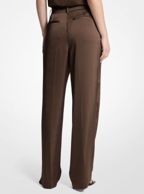 Pantalon à jambes larges en satin drapé image number 1