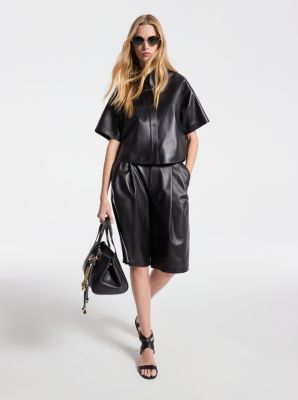 MK Verkürztes Hemd Aus Leder - Schwarz