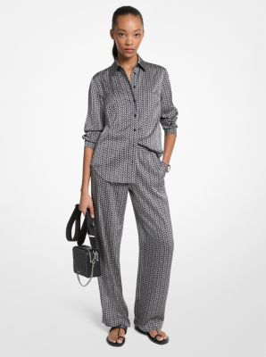 Hemd Aus Satin Mit Mk2000-Logomuster