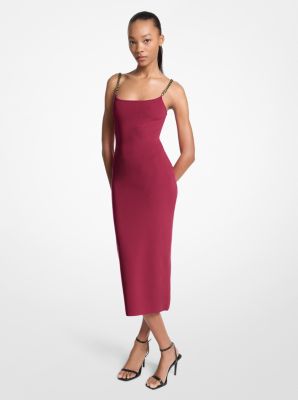 Midikleid aus Viskosemischung mit Verzierung