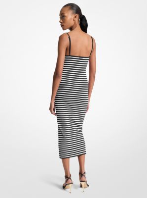 Gestreiftes Midikleid aus Stretch-Viskosemischung image number 1
