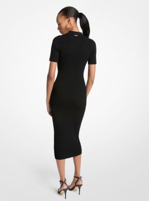 Stretch Knit Polo Midi Dress image number 0