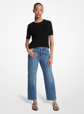 Jeans aus Stretch-Denim mit geradem Bein