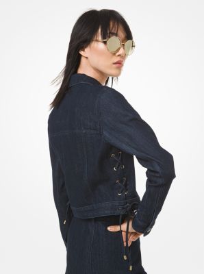 Lace up outlet denim jacket