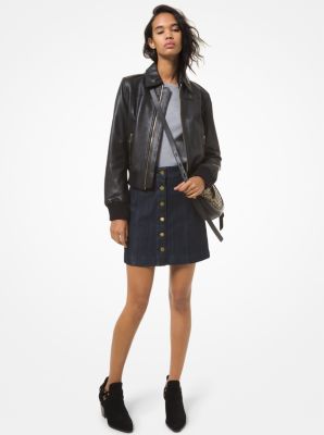 Michael kors leather jacket on sale sale