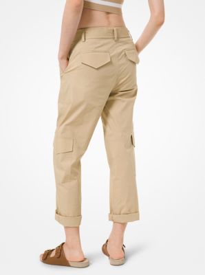 Stretch Cotton Poplin Cargo Pants in KHAKI | Michael Kors