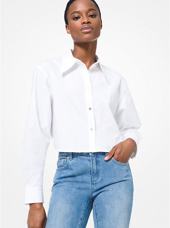 Stretch Cotton Poplin Cropped Shirt image number 0