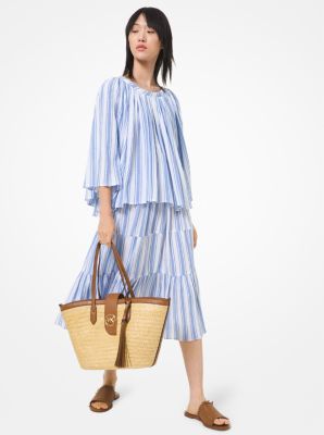 Striped Crinkled Cotton Gauze Top