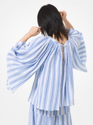 Striped Crinkled Cotton Gauze Top