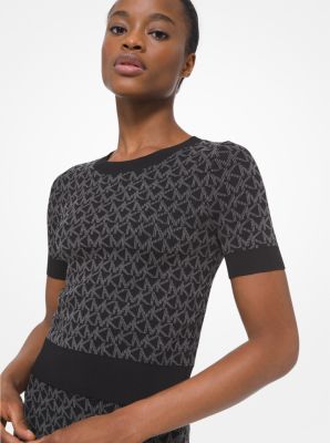 Logo Jacquard Short-Sleeve Sweater | Michael Kors Canada