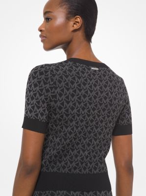 Logo Jacquard Short-Sleeve Sweater | Michael Kors Canada