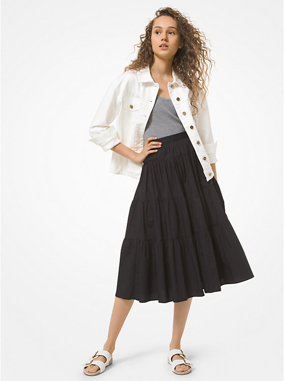 Cotton Poplin Tiered Skirt image number 0