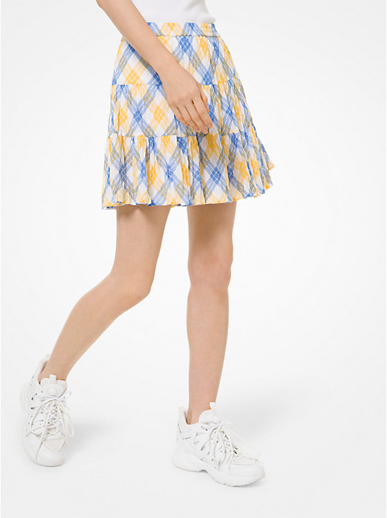 Plaid Crinkled Cotton Lawn Skirt image number 0