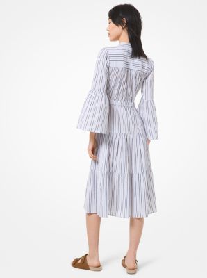 Striped Cotton Gauze Tiered Dress image number 1