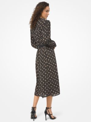 Robe mi-longue en crêpe georgette à motif médaillon image number 1