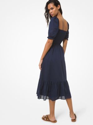 Gesmoktes Kleid aus Batist mit Puffärmeln image number 2