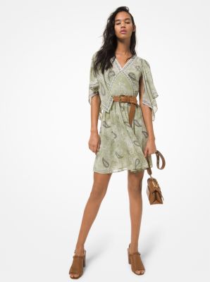 Paisley Georgette Handkerchief-Sleeve Dress | Michael Kors