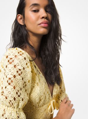 michael kors yellow crochet dress