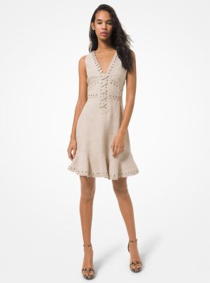 Lace-Up Washed Linen Dress | Michael Kors