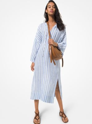 Striped Cotton and Linen Dress | Michael Kors