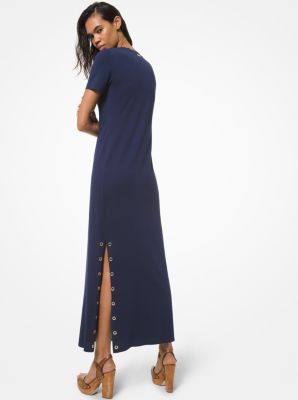 パーティードレス Button-detailed Cotton-blend Midi Shirt Dress ZD252642_BLK_FB1_8a47bb79-d6da