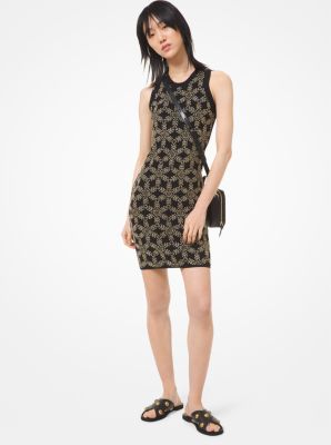 Floral Embellished Stretch Viscose Dress