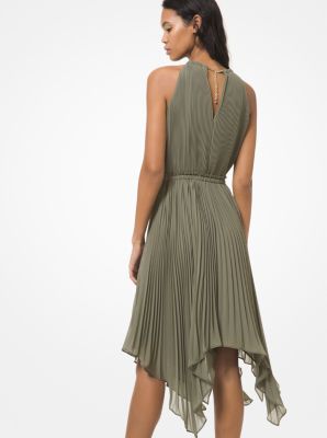 michael kors georgette pleated halter dress