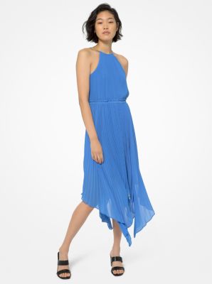 Michael kors georgette pleated halter outlet dress