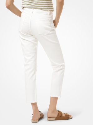 Jean taille haute en denim us&eacute;