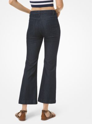 Lace-Up Flared Cropped Jeans