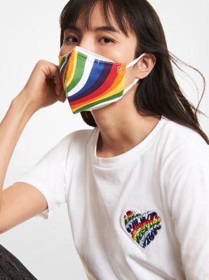 Wavy Rainbow Stretch Cotton Face Mask in RAINBOW | Michael Kors