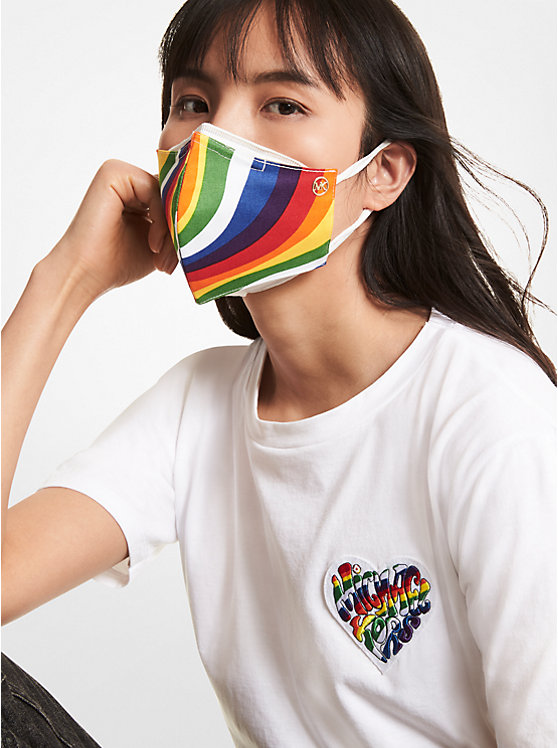 Wavy Rainbow Stretch Cotton Face Mask image number 0