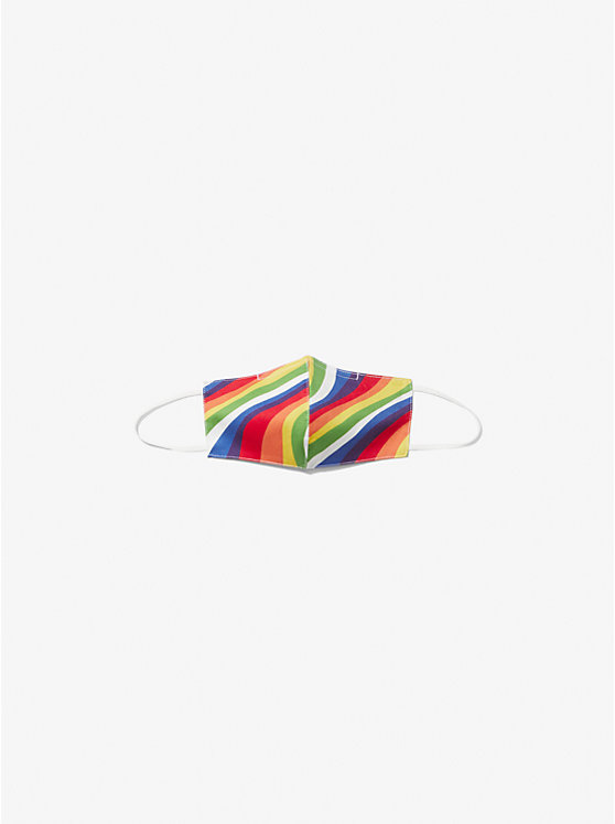 Wavy Rainbow Stretch Cotton Face Mask image number 1