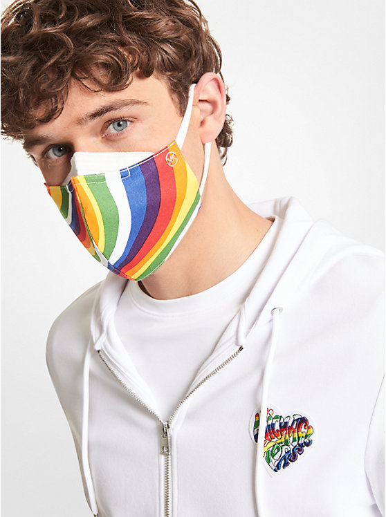 Wavy Rainbow Stretch Cotton Face Mask image number 2