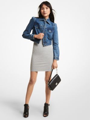 Denim Puff-Sleeve Cropped Jacket | Michael Kors