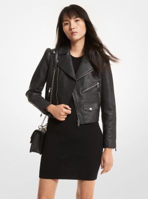 Oversized Belt Embossed Monogram Leather Jacket - Ready-to-Wear