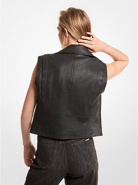 Pebbled Leather Moto Vest image number 1