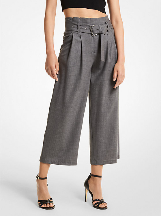 Striped Stretch Wool Cropped Trousers image number 0