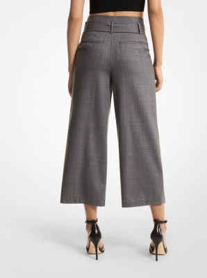 Striped Stretch Wool Cropped Trousers