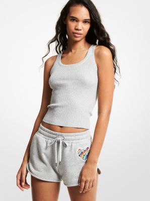 Pride Heart Logo Organic Cotton Blend Shorts in PEARL GREY | Michael Kors