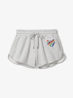 Pride Heart Logo Organic Cotton Blend Shorts in PEARL GREY | Michael Kors